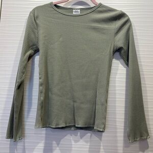 Ribbed Long Sleeve Top in Sage Green